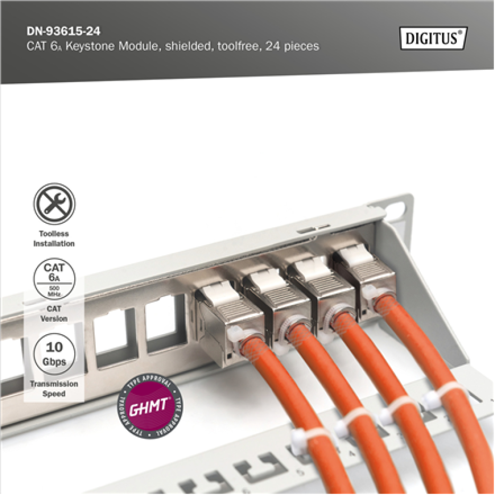 Digitus , Keystone Module , CAT 6A , 14.5 x 34.5 x 21.0 mm