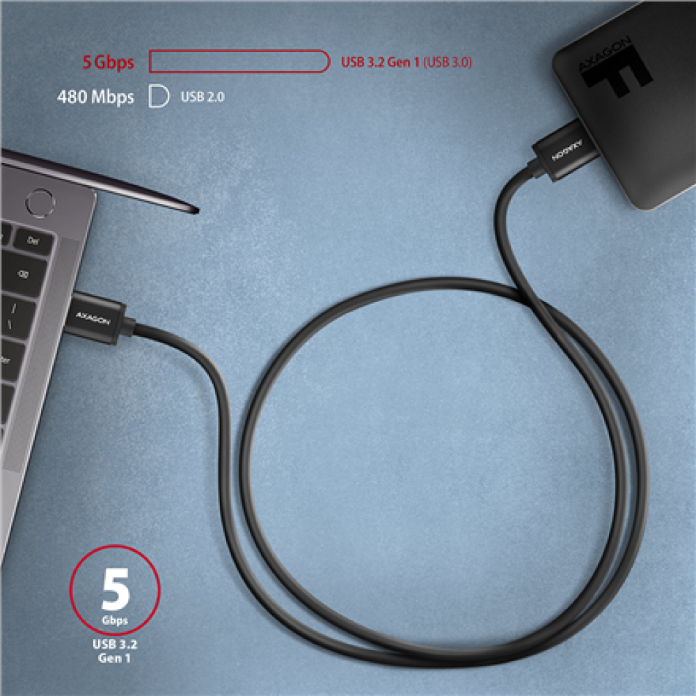 AXAGON Data and charging cable, 1 m , BUMM3-AM10AB , USB Type A to USB Type Micro-B