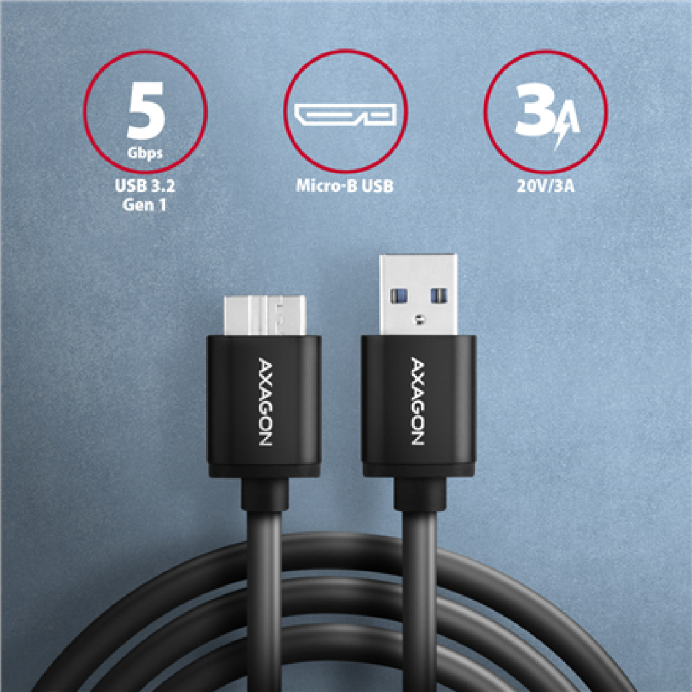 AXAGON Data and charging cable, 1 m , BUMM3-AM10AB , USB Type A to USB Type Micro-B