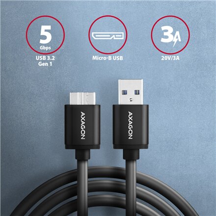 AXAGON , Data and charging cable, 1 m , BUMM3-AM10AB , USB Type A to USB Type Micro-B