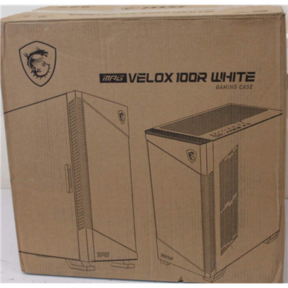 SALE OUT. MSI MPG VELOX 100R White PC Case, Mid-Tower, USB 3.2, Audio-out, Mic-in , MSI PC Case , MPG VELOX 100R WHITE , White , Mid-Tower , DAMAGED PACKAGING, DENTED CORNER (TOP)