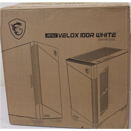 SALE OUT. MSI MPG VELOX 100R White PC Case, Mid-Tower, USB 3.2, Audio-out, Mic-in , MSI PC Case , MPG VELOX 100R WHITE , Mid-Tower , White , DAMAGED PACKAGING, DENTED CORNER (TOP)
