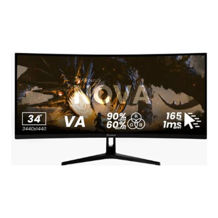Arozzi , Nova , 34 , VA , QHD , 21:9 , 165 Hz , 1 ms , 3440 x 1440 pixels , 350 cd/m² , HDMI ports quantity 2 , Black
