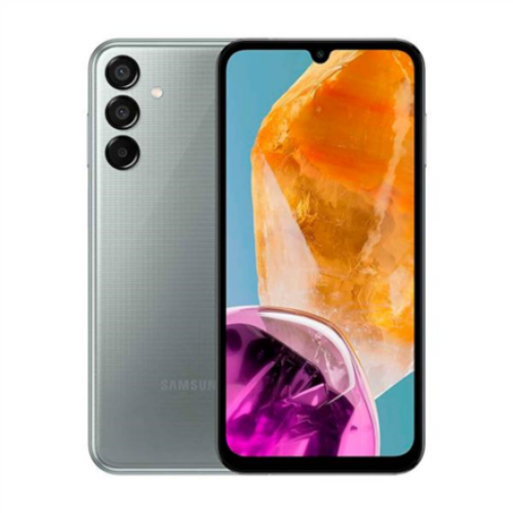 Samsung Galaxy M15 (M156) , Grey , 6.5 , Super AMOLED , 1080 x 2340 pixels , Mediatek , Dimensity 6100+ (6 nm) , Internal RAM 4 GB , 128 GB , microSDXC , Dual SIM , Nano-SIM , 4G , 5G , Main camera resolution 50+5+2 MP , Secondary camera resolution 13 MP 