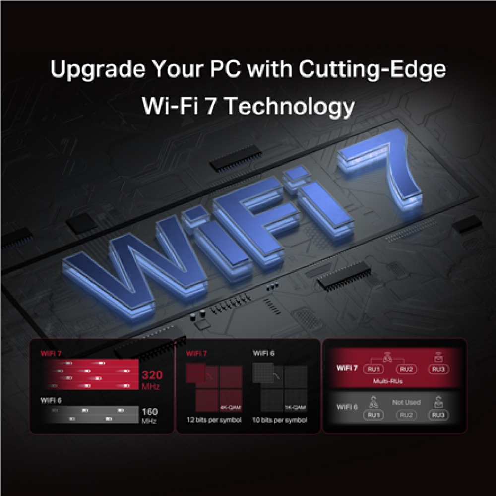 Mercusys BE9300 WiFi 7 Bluetooth 5.4 PCIe Adapter , MA47BE
