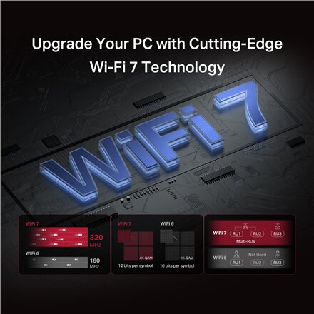 Mercusys BE9300 WiFi 7 Bluetooth 5.4 PCIe Adapter , MA47BE
