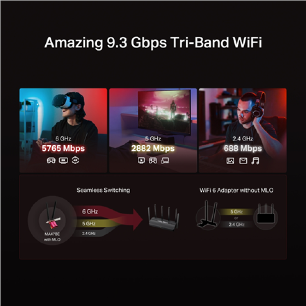 Mercusys BE9300 WiFi 7 Bluetooth 5.4 PCIe Adapter , MA47BE