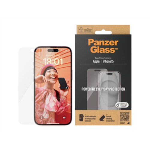 PanzerGlass , Screen protector , Apple , IPhone 15 , Glass , Transparent
