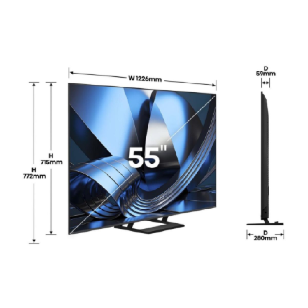 Hisense TV , 55U7SE , 55 , Smart TV , VIDAA Smart OS , UHD , Black