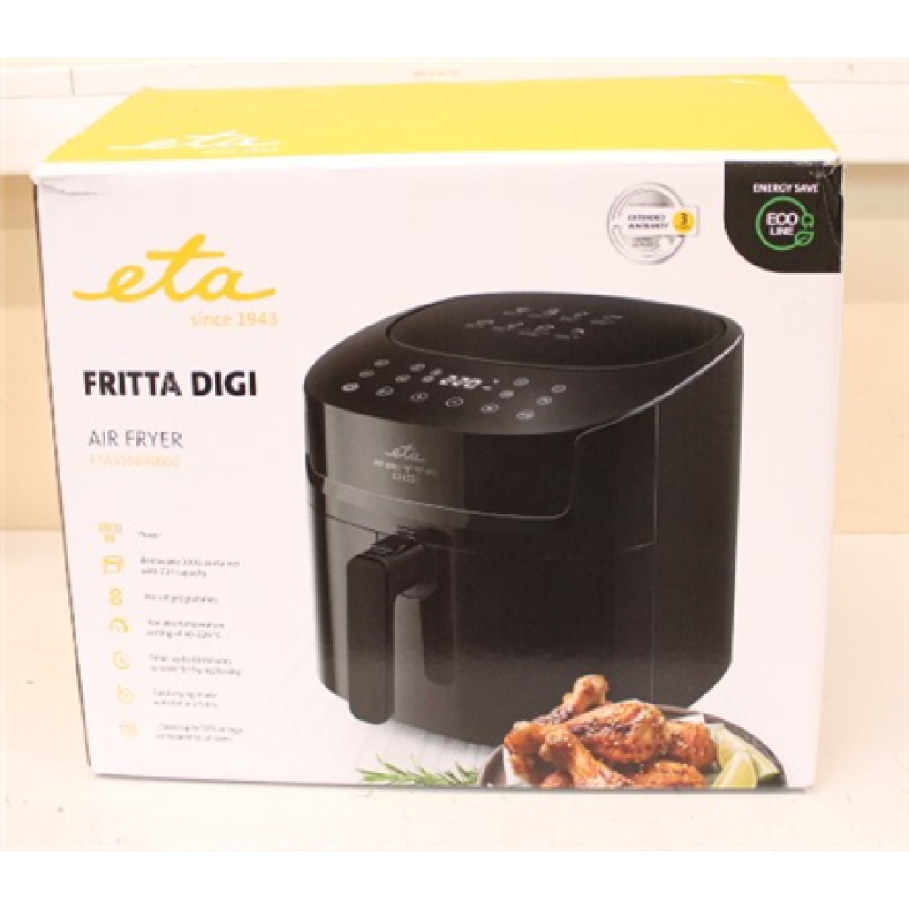 SALE OUT. ETA Fritta ETA216890000 Hot air fryer, 7.2 L, Black , ETA , Hot air fryer , ETA216890000 Fritta , Power 1800 W , Capacity 7.2 L , Hot air technology , Black , NO ORIGINAL PACKAGING