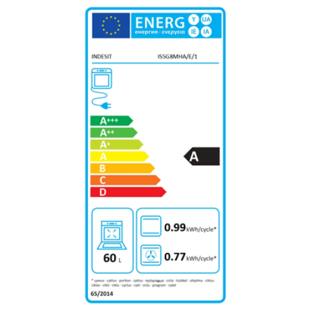 INDESIT Cooker , IS5G8MHA/E/1 , Hob type Gas , Oven type Electric , Anthracite , Width 50 cm , Grilling , Depth 60 cm , 60 L