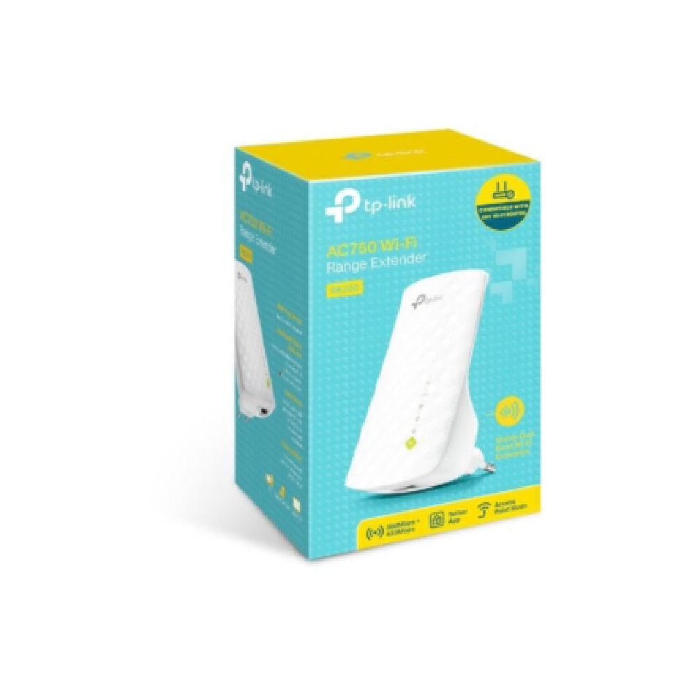 RE200 TP-LINK , Extender , RE200 , 802.11ac , 2.4GHz/5GHz , 300+433 Mbit/s , 10/100 Mbit/s , Ethernet LAN (RJ-45) ports 1 , MU-MiMO No , no PoE , Antenna type 3xInternal