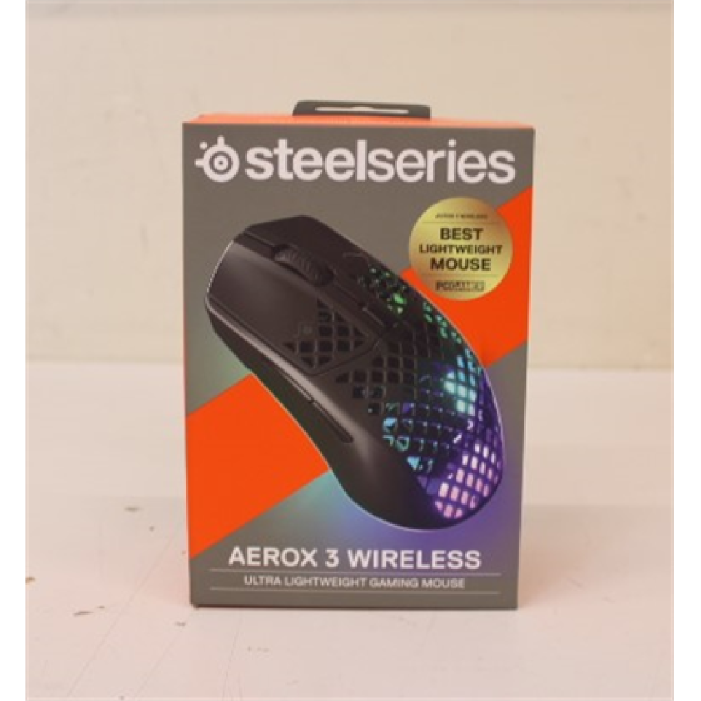 SALE OUT. SteelSeries Aerox 3 (2022) Gaming Mouse, Wireless, Onyx , SteelSeries Gaming Mouse , Optical , Wireless , Onyx , DAMAGED PACKAGING , Aerox 3 Wireless (2022 Edition) , Yes