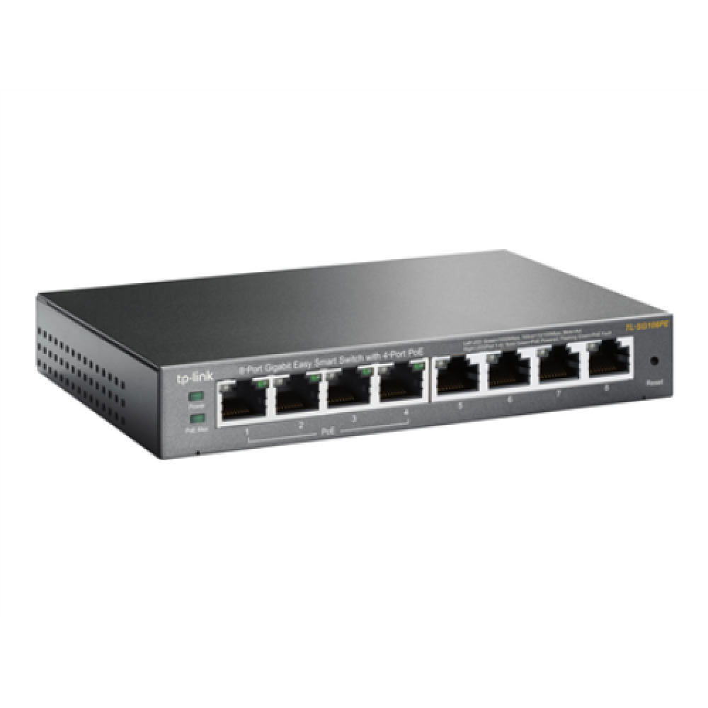 TP-LINK , Smart Switch , TL-SG108PE , Web Managed , Desktop , Gigabit Ethernet (copper) ports quantity 4 , PoE+ ports quantity 4 , Power supply type External , 36 month(s)