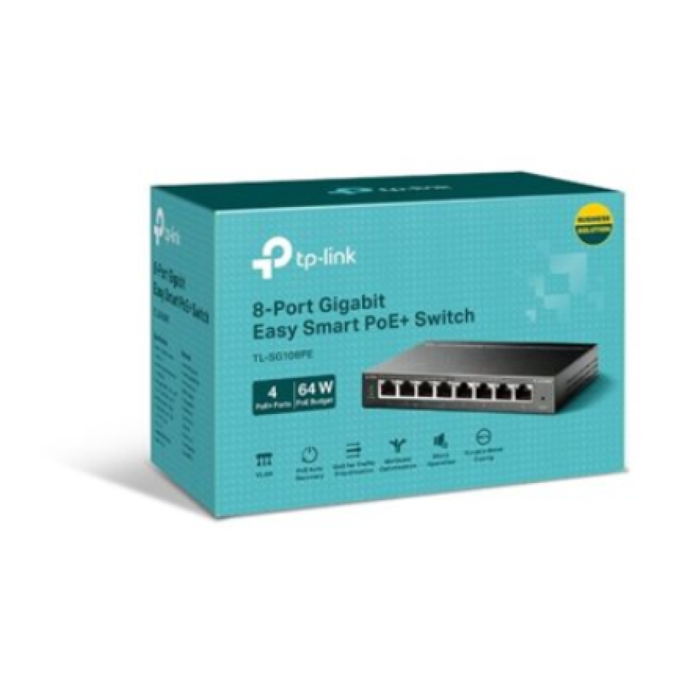 TP-LINK , Smart Switch , TL-SG108PE , Web Managed , Desktop , Gigabit Ethernet (copper) ports quantity 4 , PoE+ ports quantity 4 , Power supply type External , 36 month(s)