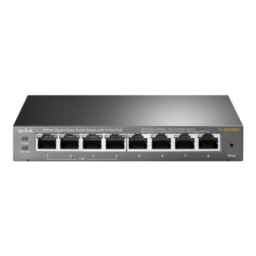 TP-LINK , Smart Switch , TL-SG108PE , Web Managed , Desktop , Gigabit Ethernet (copper) ports quantity 4 , PoE+ ports quantity 4 , Power supply type External