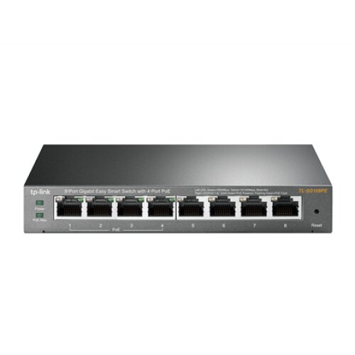 TP-LINK , Smart Switch , TL-SG108PE , Web Managed , Desktop , Gigabit Ethernet (copper) ports quantity 4 , PoE+ ports quantity 4 , Power supply type External