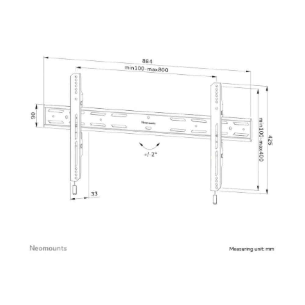 Neomounts Wall mount , WL30S-850BL18 TV mount wall , Adjustable Height , 43-86 , Maximum weight (capacity) 60 kg , Black