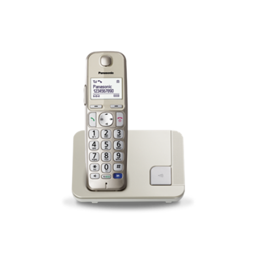 Panasonic , Cordless , KX-TGE210FXN , Built-in display , Caller ID , Champagne , Conference call , Phonebook capacity 150 entries , Speakerphone