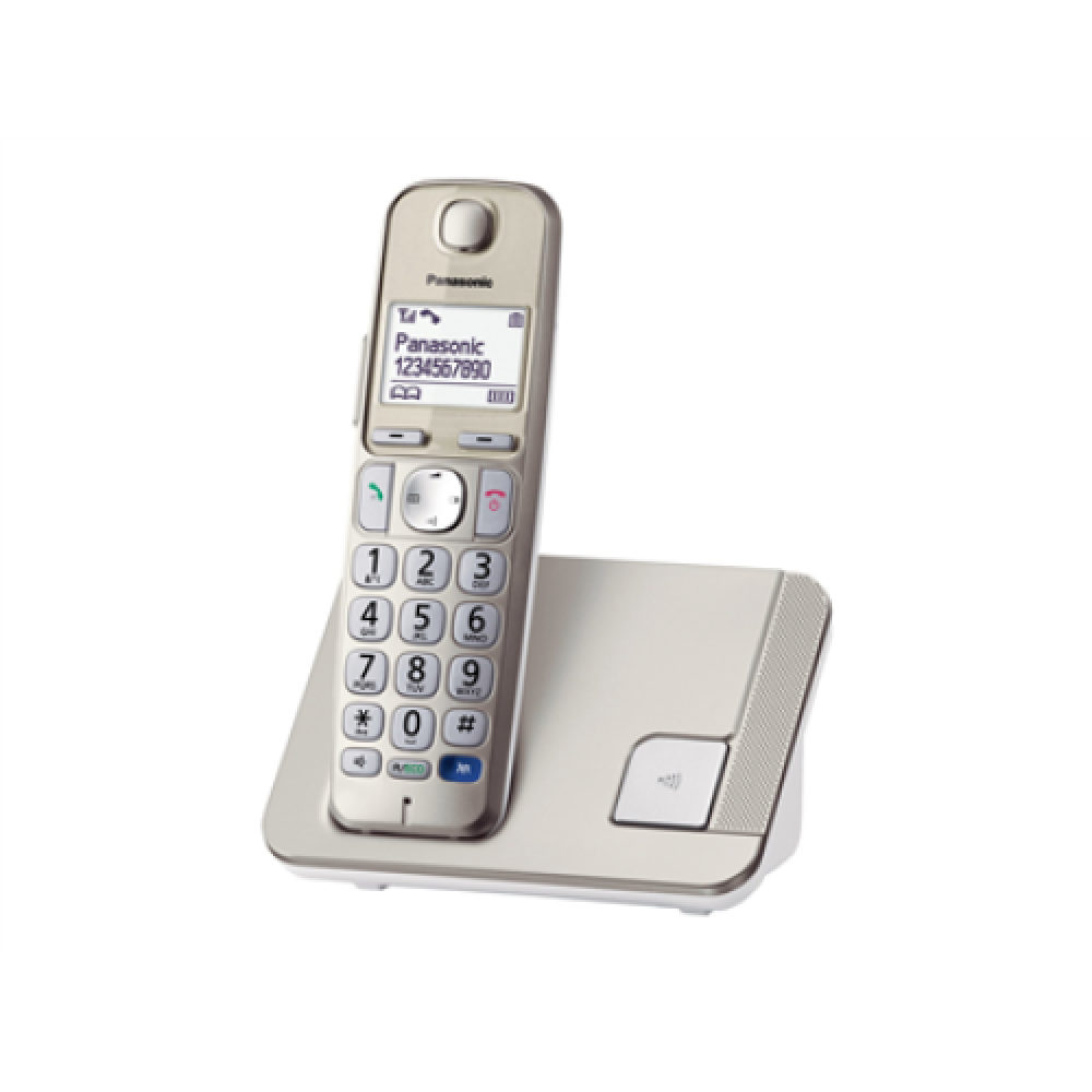 Panasonic , Cordless , KX-TGE210FXN , Built-in display , Caller ID , Champagne , Conference call , Phonebook capacity 150 entries , Speakerphone