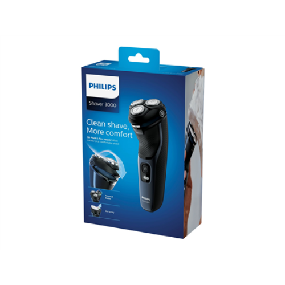 Philips , Shaver Series 3000 , S3134/51 , Operating time (max) 60 min , Wet & Dry , Black/Blue