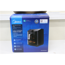 SALE OUT. Midea MAD1100DADK Air fryer digital,Two-zone cavity, 6.4L + 4.4L , Midea Two Zone Airfryer , MAD1100DADK , Power 1850 W , Capacity 4.4/6.4 L , Rapid Air technology , Black , USED, DIRTY, SCRATCHED ON TOP