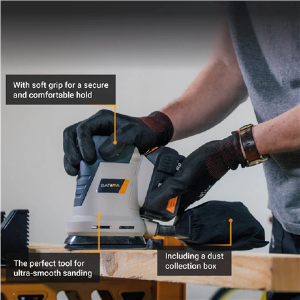 Batavia B.V. 18V Cordless Orbital Sander 125mm; Compact and balanced design for precise sanding