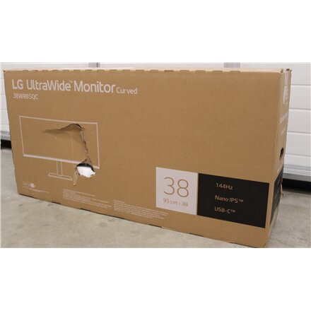 SALE OUT. LG 38WR85QC-W Curved UltraWide Monitor 38/21:9, 3840x1600, HDMI, DisplayPort, USB , LG , 38WR85QC-W , 38 , IPS , 21:9 , 144 Hz , 1 ms , 3840 x 1600 pixels , 450 cd/m² , HDMI ports quantity 2 , Warranty 24 month(s) , DAMAGED PACKAGING