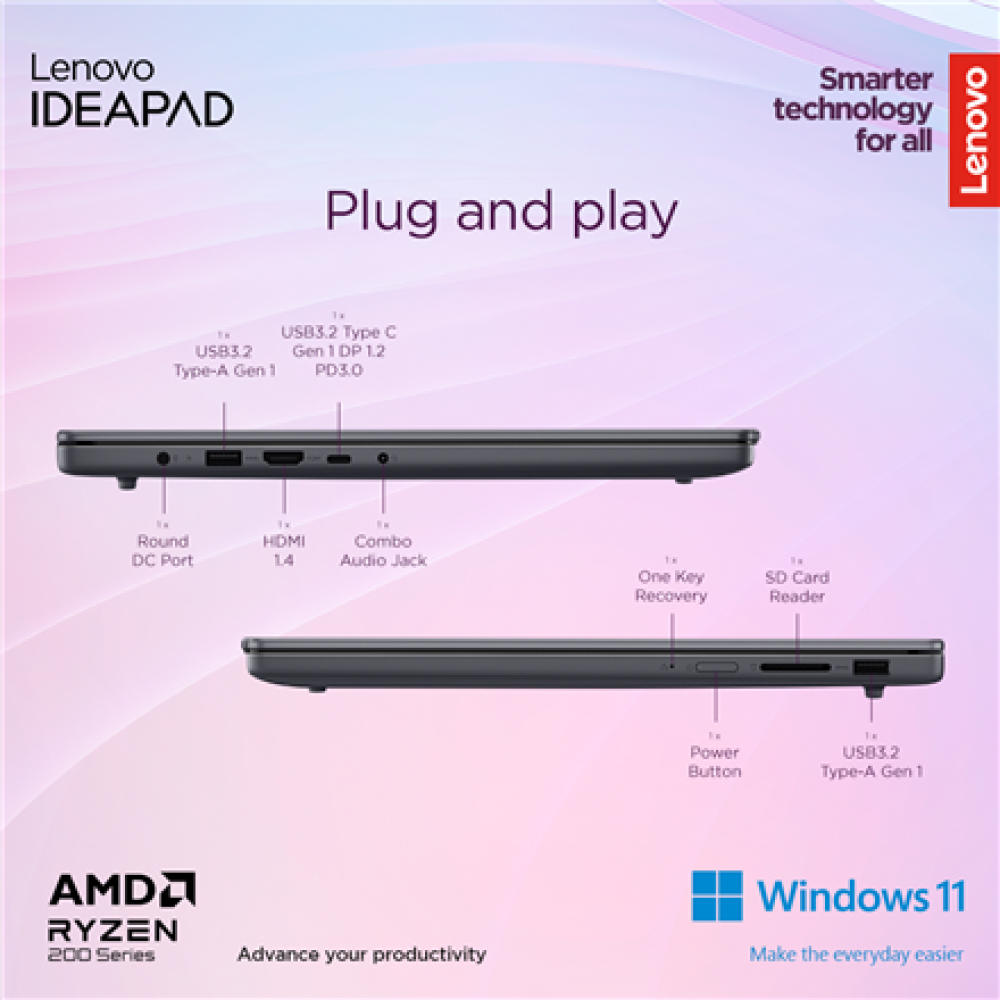 Lenovo IdeaPad Slim 3 15AMN8 , Arctic Grey , 15.6 , TN , FHD , 1920 x 1080 pixels , Anti-glare , AMD Ryzen 3 , 7320U , 16 GB , Soldered LPDDR5 , Solid-state drive capacity 512 GB , AMD Radeon 610M Graphics , Windows 11 Home , 802.11ax , Bluetooth version 