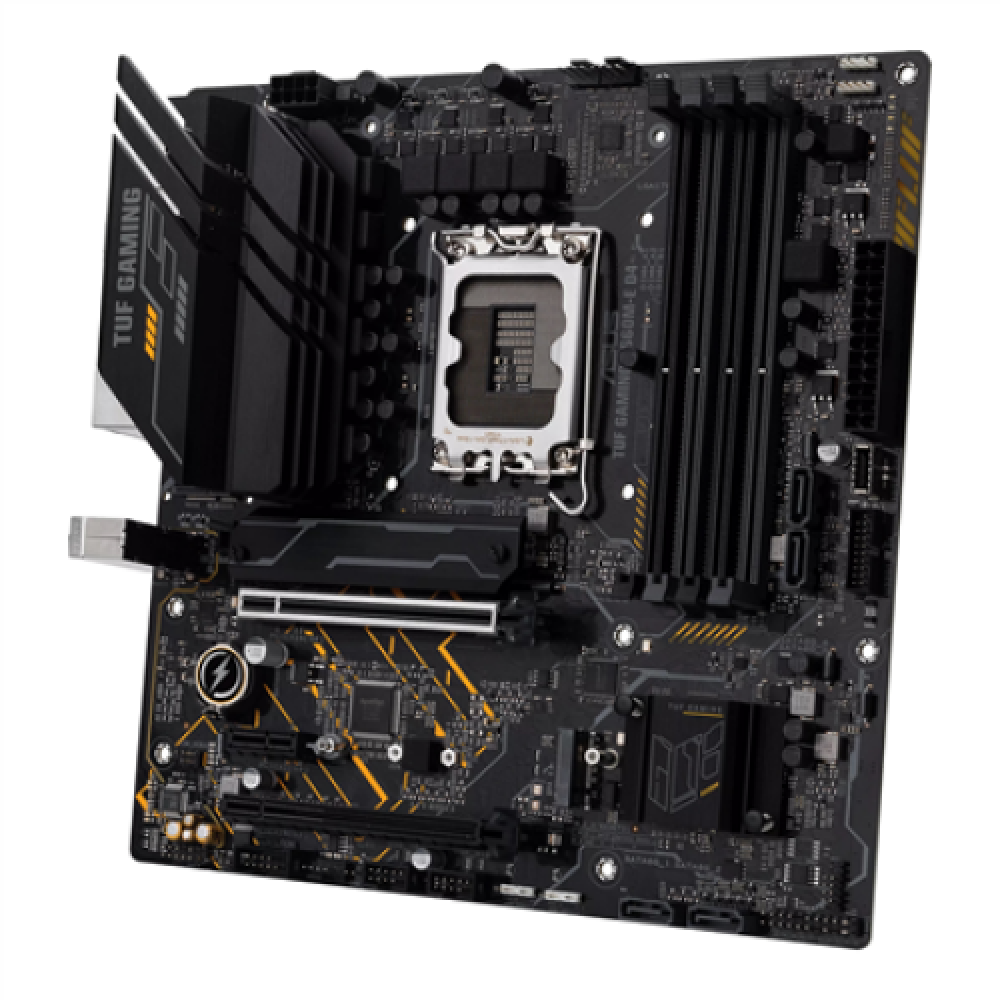 Asus TUF GAMING B660M-E D4 Processor family Intel, Processor socket LGA1700, DDR4 DIMM, Memory slots 4, Supported hard disk drive interfaces SATA, M.2, Number of SATA connectors 4, Chipset Intel B660, microATX