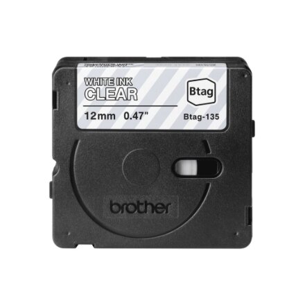 Brother BTAG-135 , White on Clear , Btag