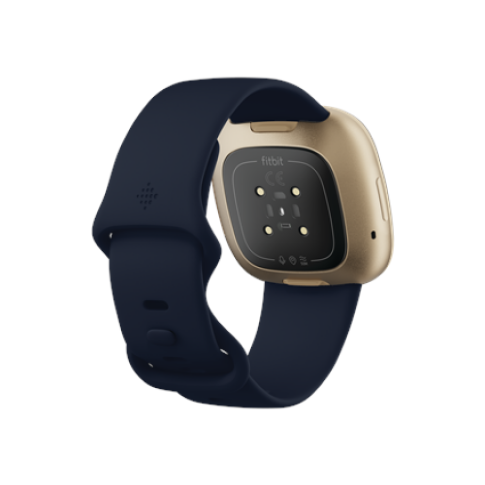 Fitbit Versa 3 Smart watch, GPS (satellite), AMOLED, Touchscreen, Heart rate monitor, Activity monitoring 24/7, Waterproof, Bluetooth, Wi-Fi, Midnight/Soft Gold Aluminum
