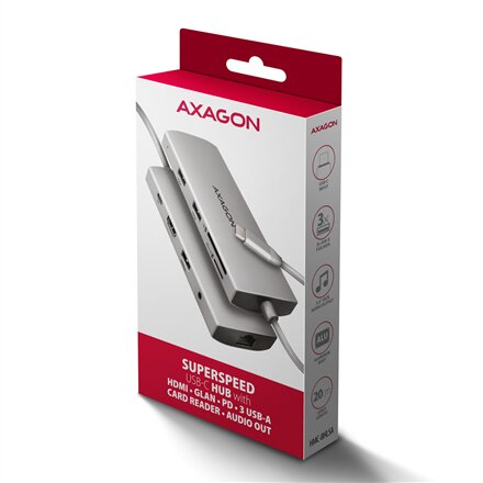 AXAGON Multi port USB-C 5Gbps hub , HMC-8HLSA