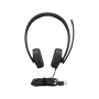 Lenovo Headset , USB-A Stereo Gen 2 , Built-in microphone , Wired , Black