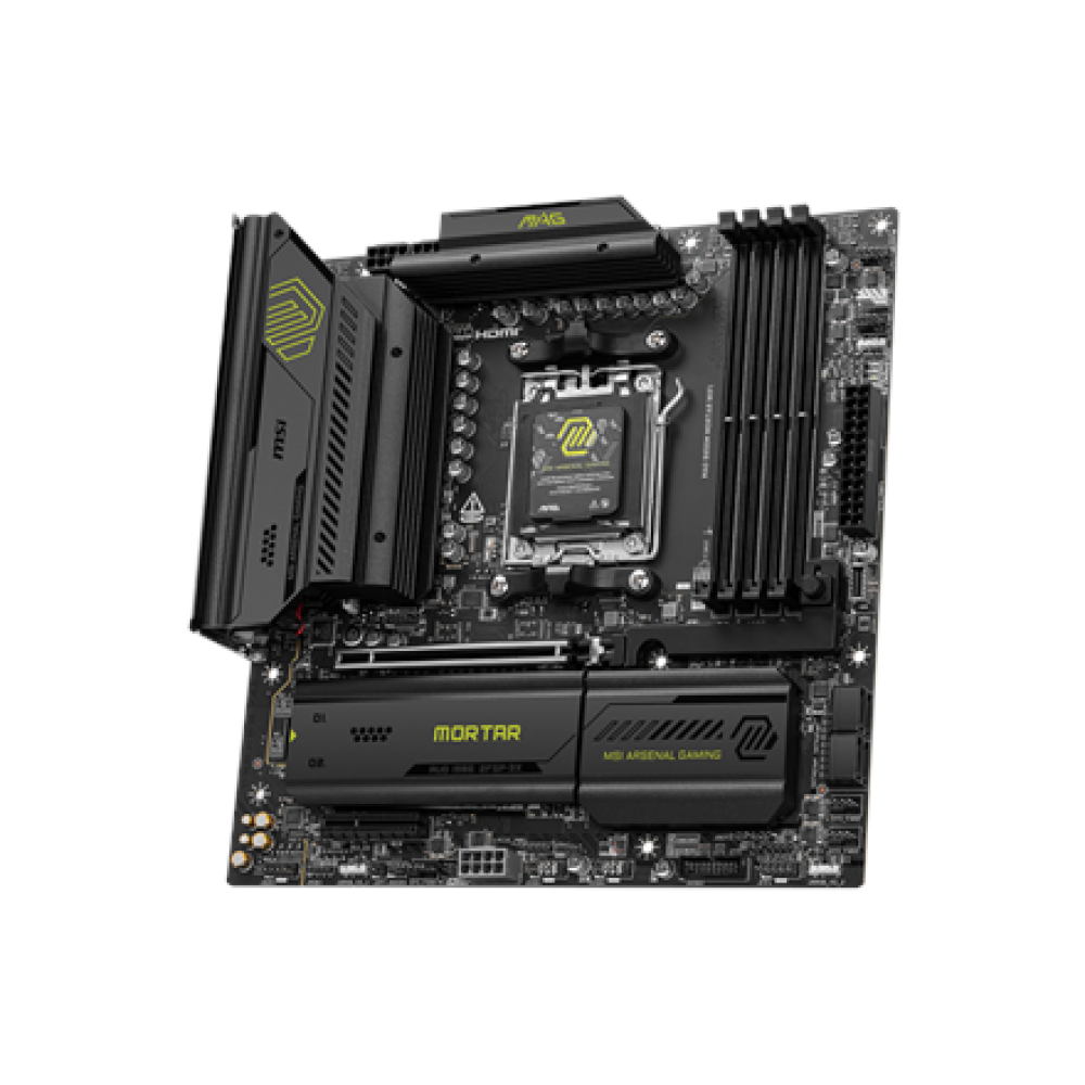 MSI MAG B850M MORTAR WIFI , Processor family AMD , Processor socket AM5 , DDR5 , Supported hard disk drive interfaces SATA, M.2 , Number of SATA connectors 4