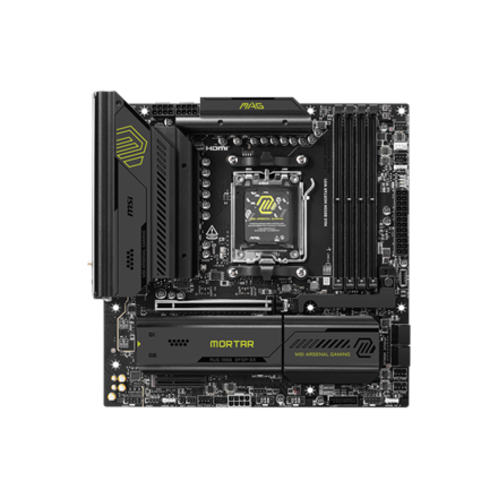 MSI MAG B850M MORTAR WIFI , Processor family AMD , Processor socket AM5 , DDR5 , Supported hard disk drive interfaces SATA, M.2 , Number of SATA connectors 4