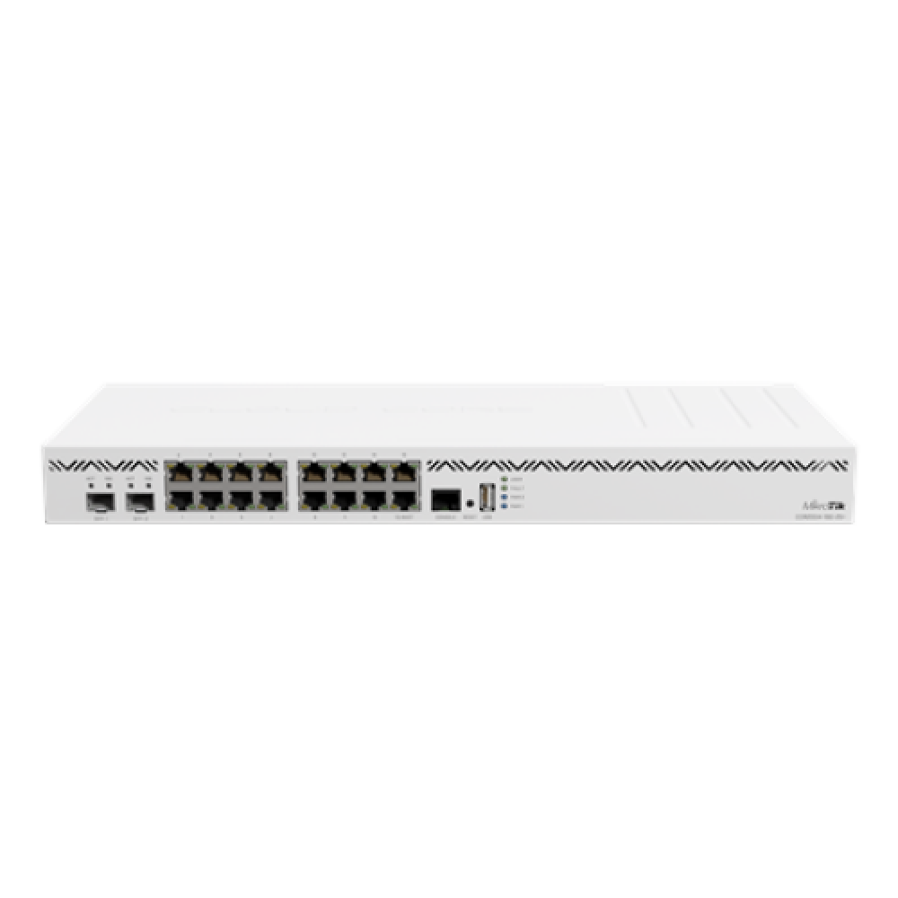 Mikrotik Cloud Core Router CCR2004-16G-2S+, 2x10G SFP+ ports, 16x Gigabit LAN ports, 1x RJ45 Serial port, 4 core CPU, 4 GB RAM, Dual redundant power supply, CPU and PCB temperature monitor, RouterOS L6 , Cloud Core Router , CCR2004-16G-2S+ , No Wi-Fi , 1 