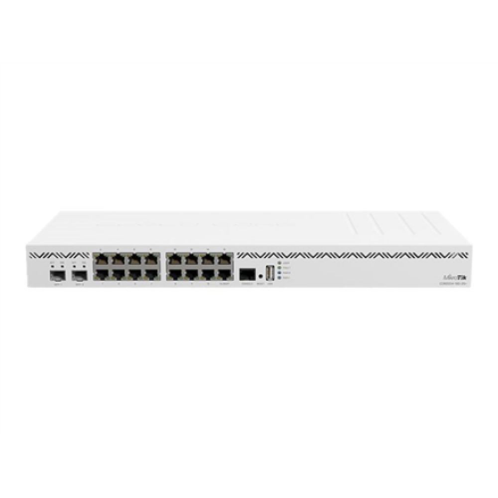Mikrotik Cloud Core Router CCR2004-16G-2S+, 2x10G SFP+ ports, 16x Gigabit LAN ports, 1x RJ45 Serial port, 4 core CPU, 4 GB RAM, Dual redundant power supply, CPU and PCB temperature monitor, RouterOS L6 , Cloud Core Router , CCR2004-16G-2S+ , No Wi-Fi , 1 