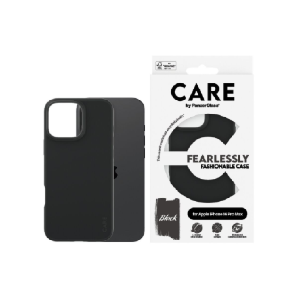 CARE Fashionable Case , Back cover , Apple , iPhone 16 Pro Max , Recycled plastic , Black