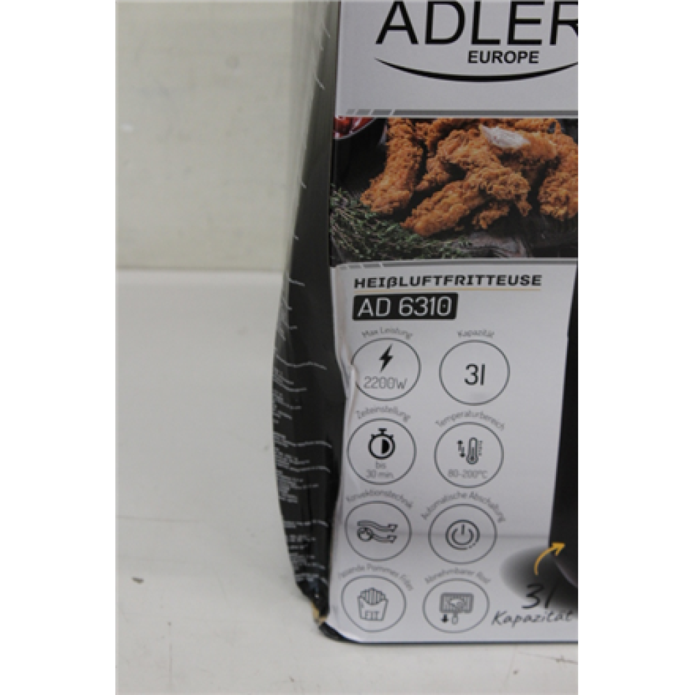 SALE OUT. Adler , Airfryer , AD 6310 , Power 2200 W , Capacity 3 L , High-volume hot-air circulation technology , Black , DAMAGED PACKAGING, SCRATCHES ON TOP
