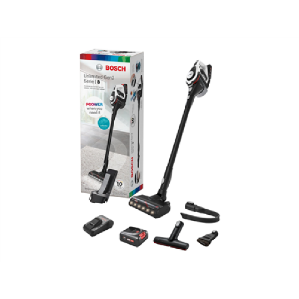 Bosch , Vacuum cleaner , BSS8224 Unlimited Gen2 , Handstick 2in1 , Handstick 2in1 , 18 V , Operating time (max) 65 min , Aluminium
