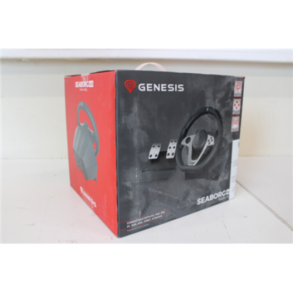 SALE OUT. Genesis Seaborg 400 driving wheel, Black, Wired Genesis DAMAGED PACKAGING