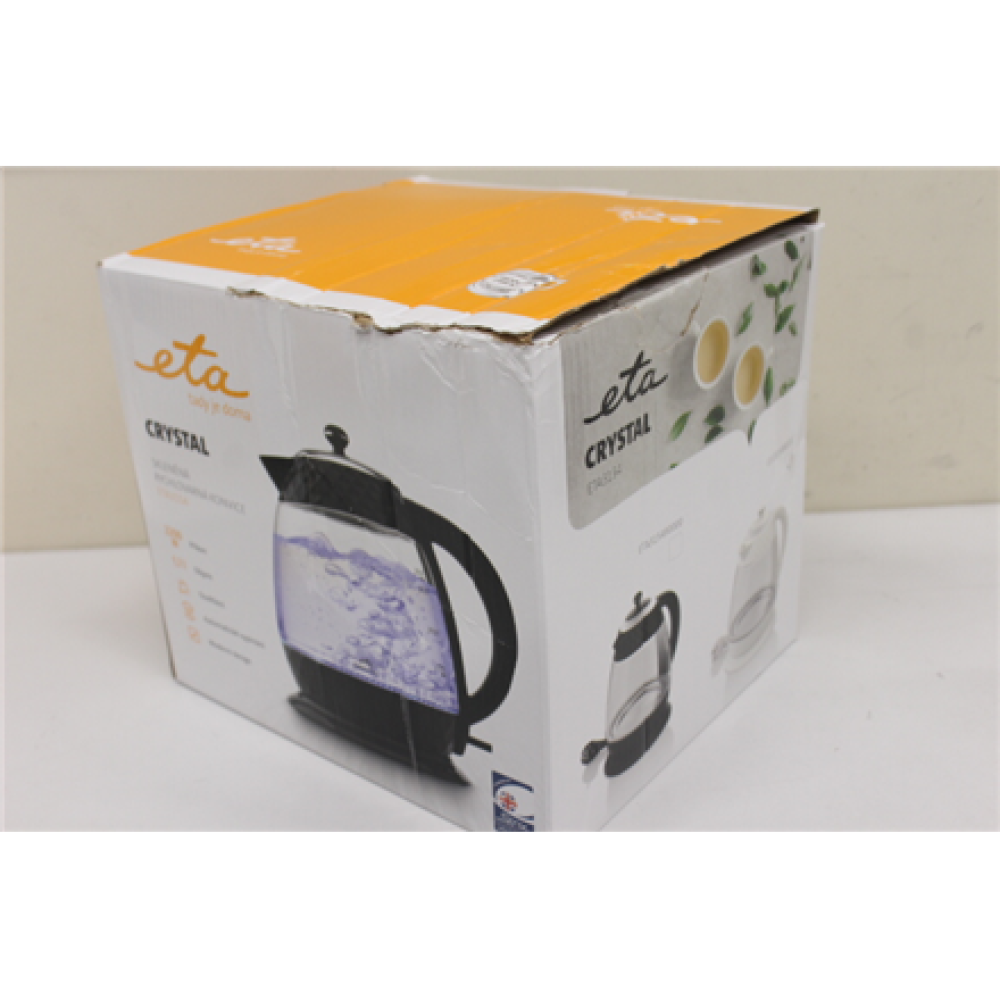 SALE OUT. ETA ETA315490010 Crystal Kettle, 1,7L, Glass/White , ETA , Crystal Kettle , ETA315490010 , Electric , 2200 W , 1.7 L , Glass , 360° rotational base , Glass/White , DAMAGED PACKAGING