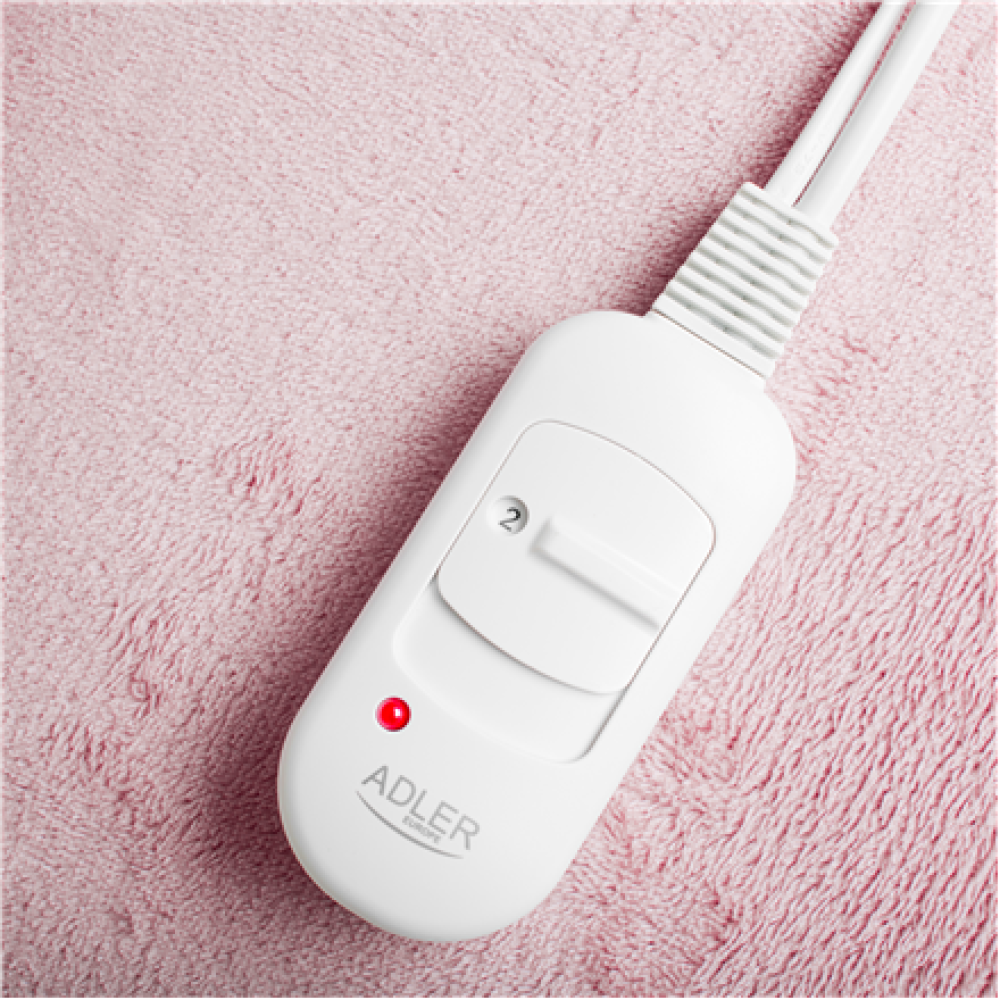 Adler Super Soft Electric Heating Pad , AD 7444 , Number of heating levels 2 , Number of persons 1 , Washable , Remote control , 80 W , Pink