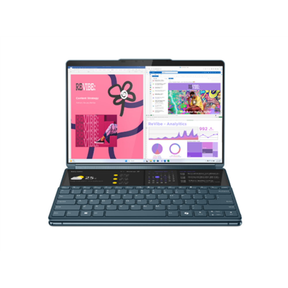 Lenovo Yoga Book 9 13IMU9 , Tidal Teal , 2x13.3 , OLED , Touchscreen , 2.8K , 2880 x 1800 pixels , Glossy , Intel Core U7 , 155U , 32 GB , Soldered LPDDR5x , SSD 1000 GB , Intel Graphics , Windows 11 Pro , 802.11ax , Bluetooth version 5.3 , Keyboard langu