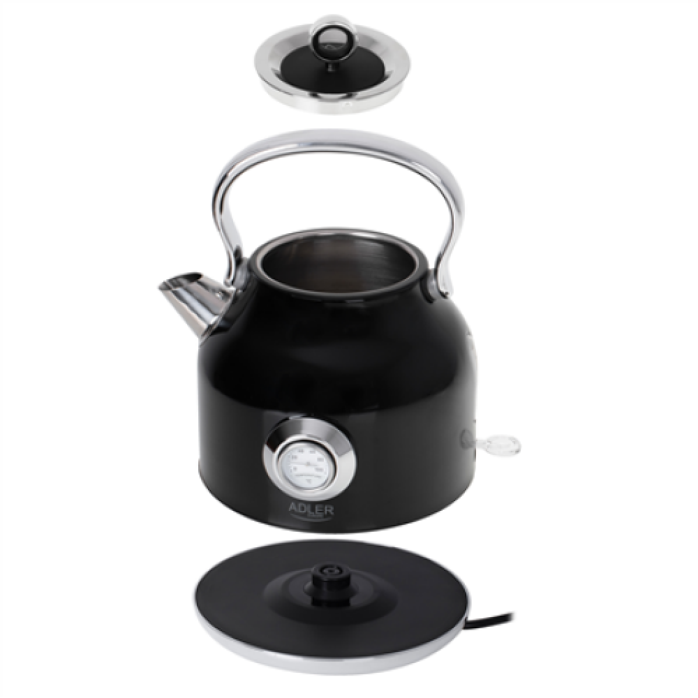 Adler , Kettle with a Thermomete , AD 1346b , Electric , 2200 W , 1.7 L , Stainless steel , 360° rotational base , Black