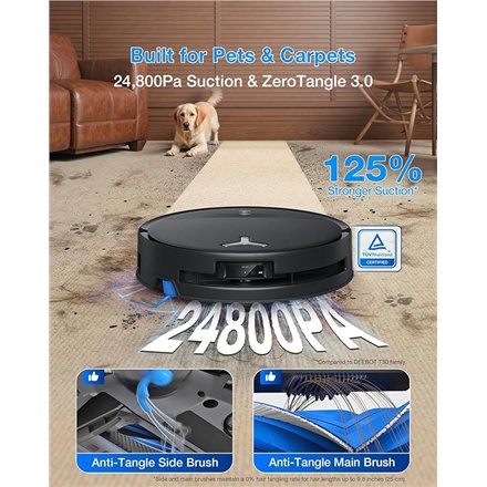 Ecovacs Robotic Vacuum Cleaner , DEEBOT T80S OMNI BLACK , Wet&Dry , 6400 mAh , 24800 Pa , Black
