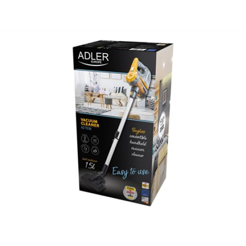 Adler , Vacuum Cleaner , AD 7036 , Corded operating , Handstick and Handheld , 800 W , - V , Operating radius 7 m , Yellow/Grey , Warranty 24 month(s)