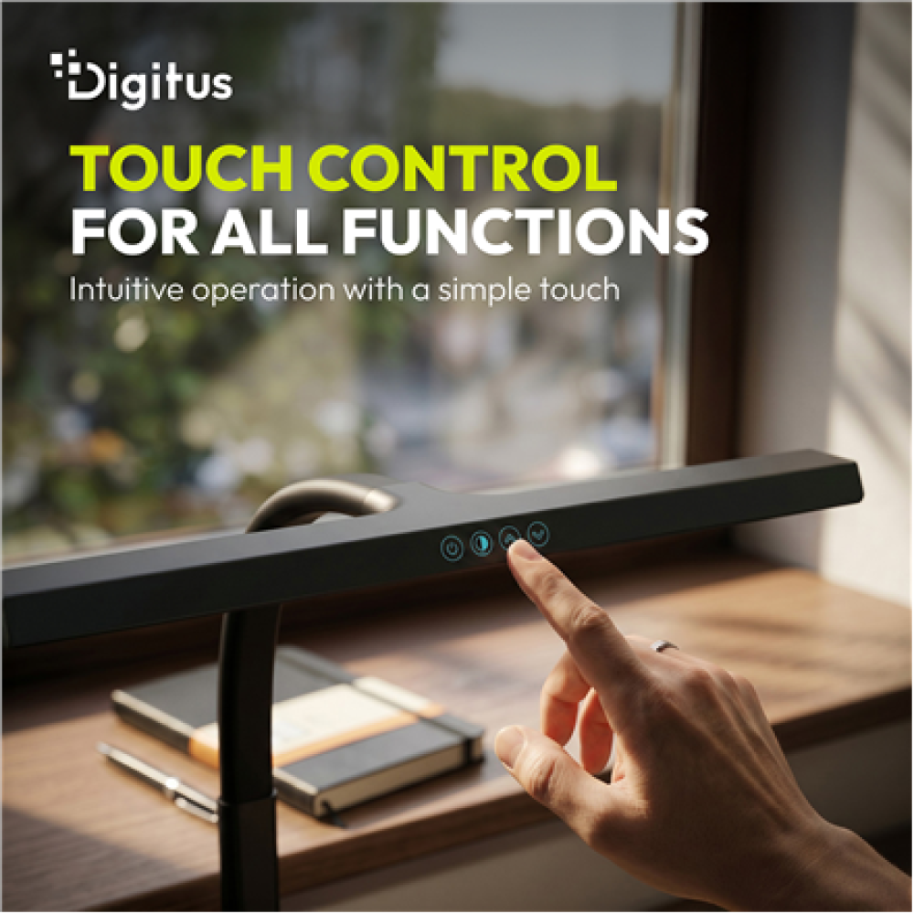 Digitus LED Desk Lamp, 50 cm, Black , DA-90490 , 1025 lm , 7 W , 3000-6500 K , Warm to cold white light , LED lamp , 10 V