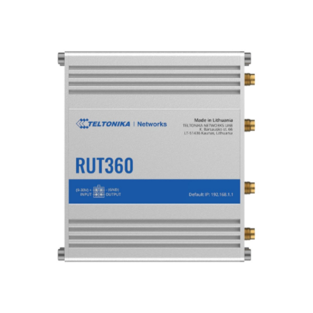 Industrial Cellular Router , RUT360 LTE CAT6 , 1 x LAN ports, 10/100 Mbps, compliance with IEEE 802.3, IEEE 802.3u standards, supports auto MDI/MDIX crossover Mbit/s , Ethernet LAN (RJ-45) ports 2 x RJ45 ports, 10/100 Mbps , Mesh Support No , MU-MiMO Yes 